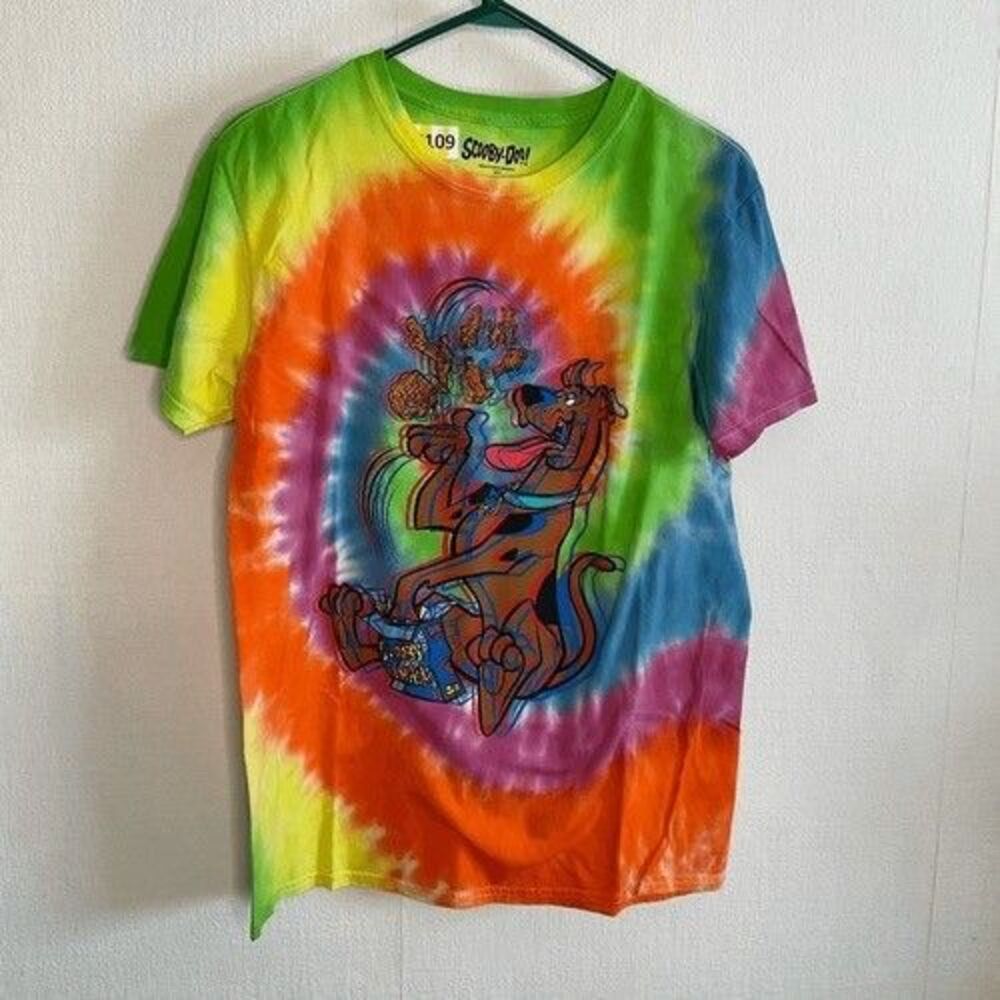 VTG Scooby Doo Psychodelic‎ Trippy Neon Tie Dye Short Sleeve T-Shirt Men Size L